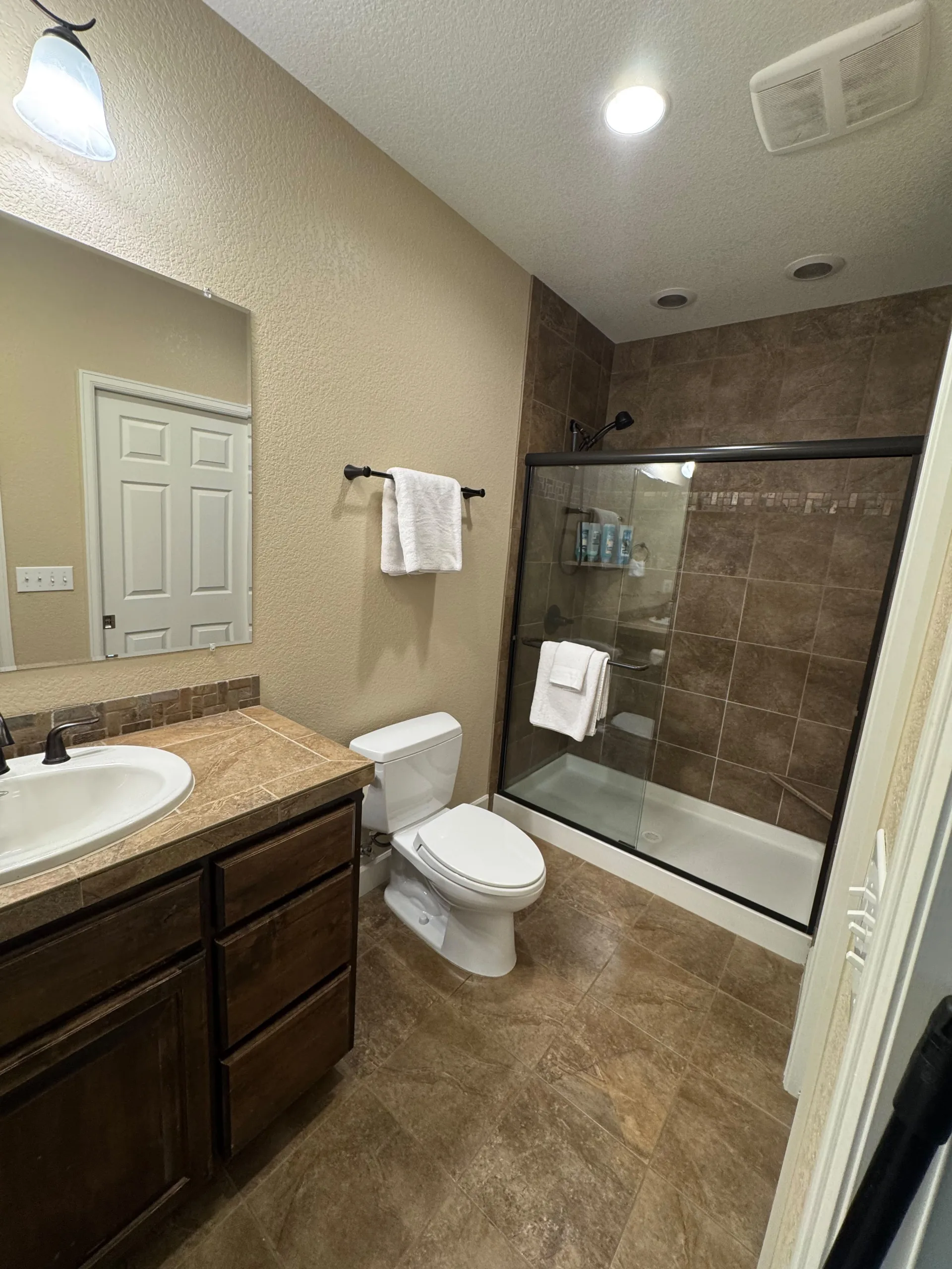 Spotless restroom, cleaned and restocked for staff and customers