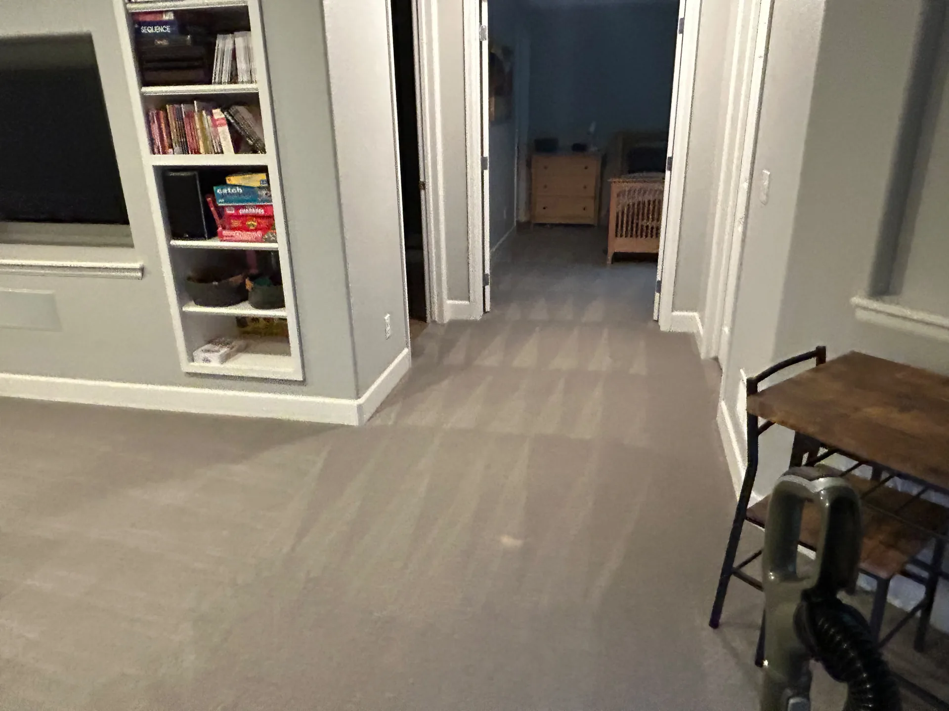 Freshly cleaned carpeted floor